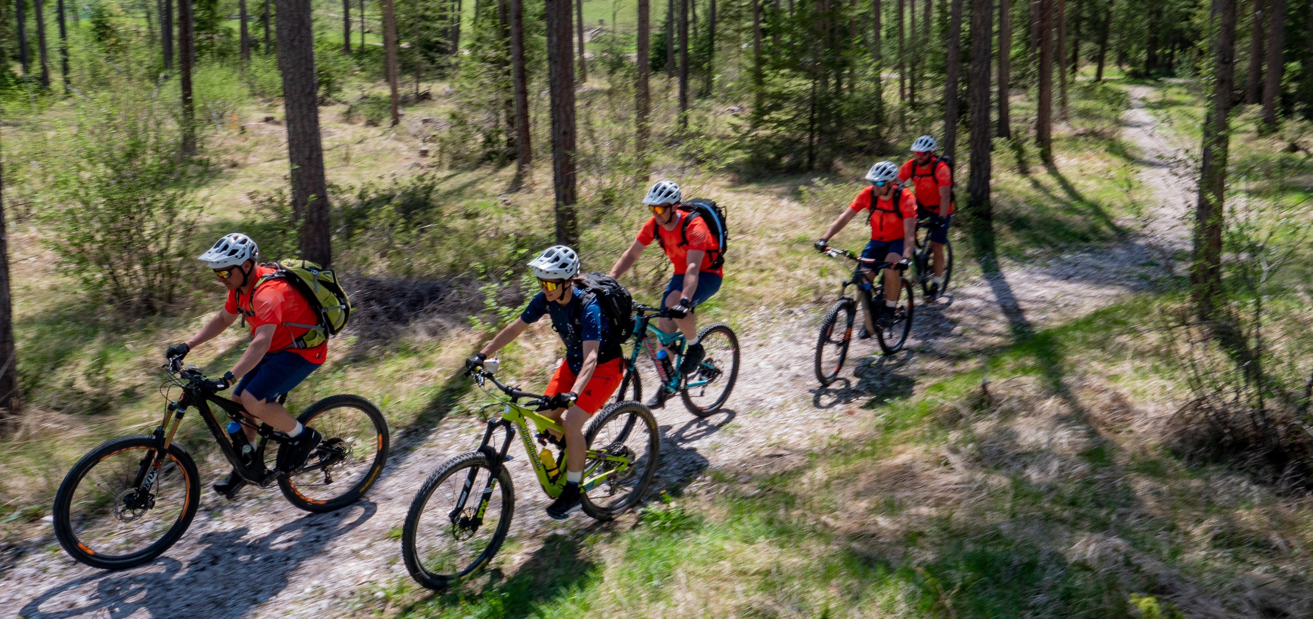 <Unser super Team aus ausgebildeten, immer fortgebildeten Bikeguides uns Coaches in den Dolomiten